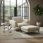 leather living chair with ottoman