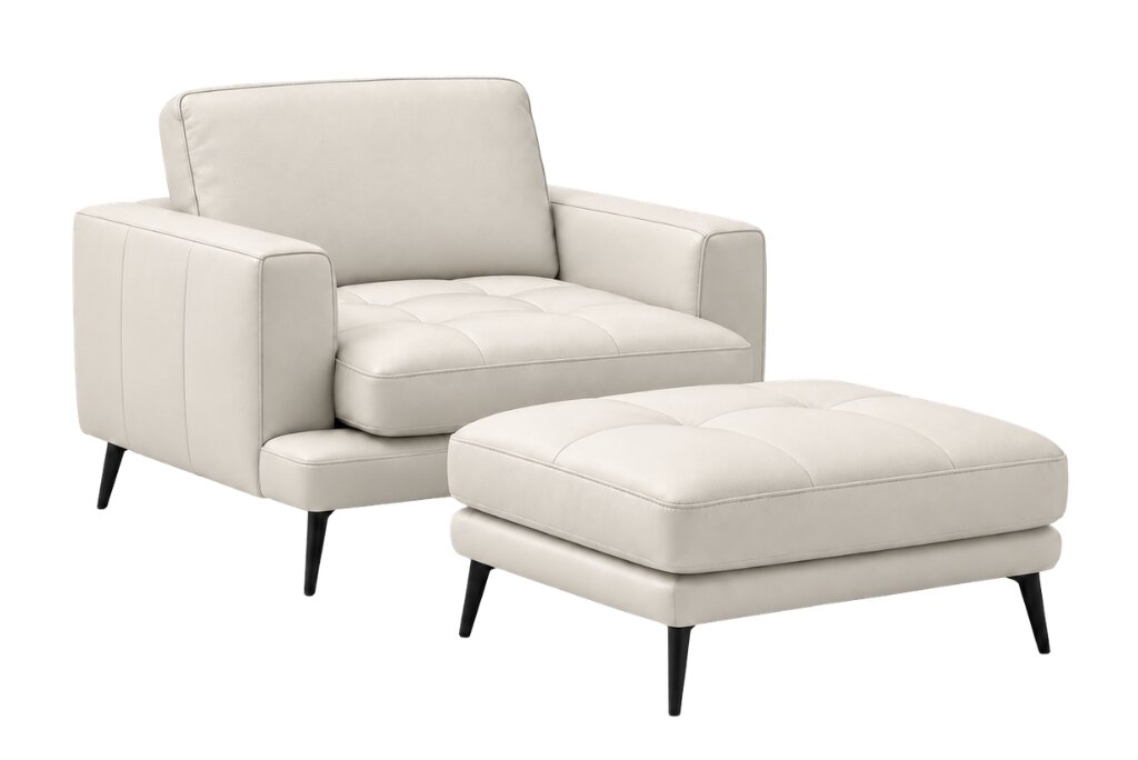 leather living chair with ottoman