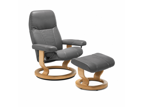 stressless® consul (small) classic base recliner with ottoman